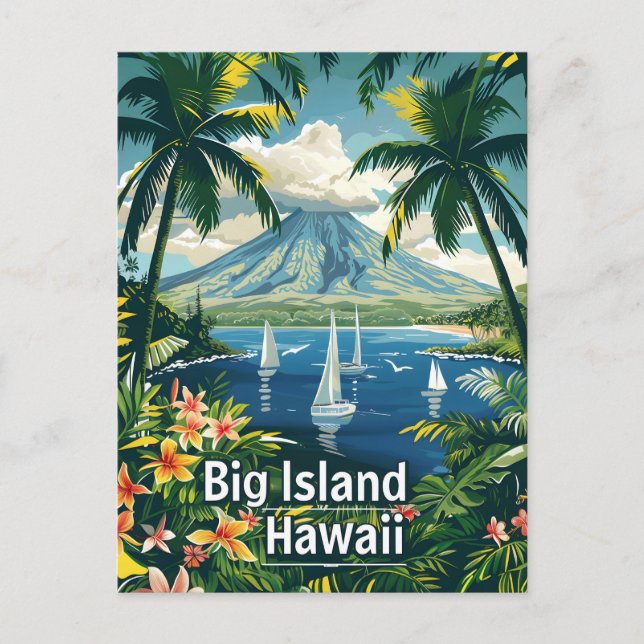 Big Island Hawaii Vintage tropical Postcard (Front)