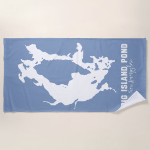 Big Island Pond New Hampshire Lake Silhouette Map Beach Towel