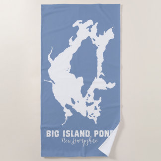 Big Island Pond New Hampshire Lake Silhouette Map Beach Towel