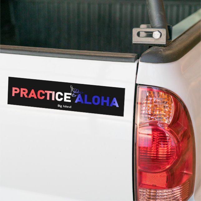Big Island Practice Aloha Flag Shaka (Hang loose) Bumper Sticker (On Truck)