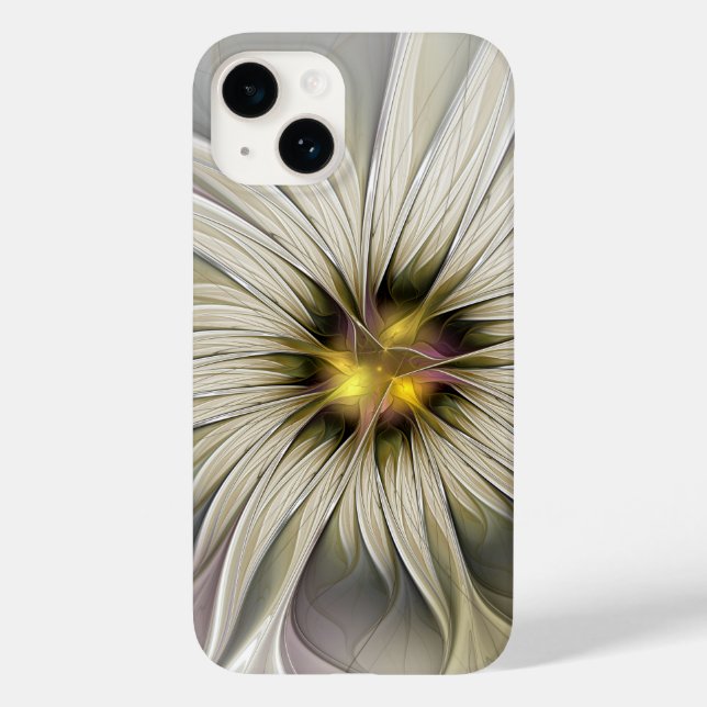 Big Ivory Flower, Abstract Modern Fractal Art Case-Mate iPhone Case (Back)