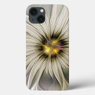 Big Ivory Flower, Abstract Modern Fractal Art iPhone 13 Case