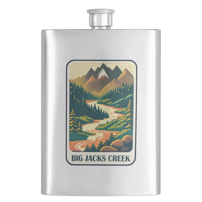 Big Jacks Creek Idaho Colours Hip Flask (Front)