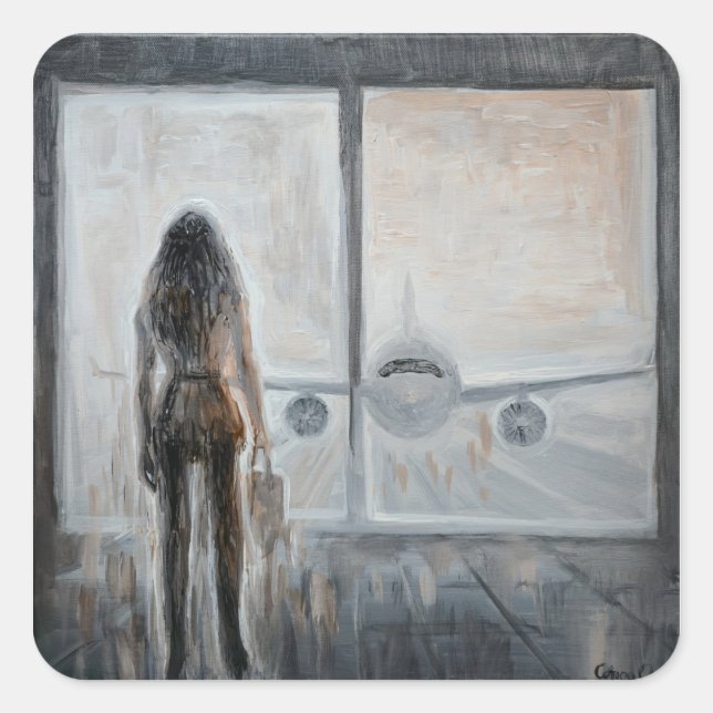 Big jet plane square sticker (Front)