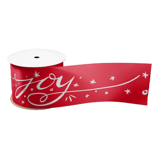 Big Joy Hand-Lettered Red Ribbon Satin Ribbon (Spool)