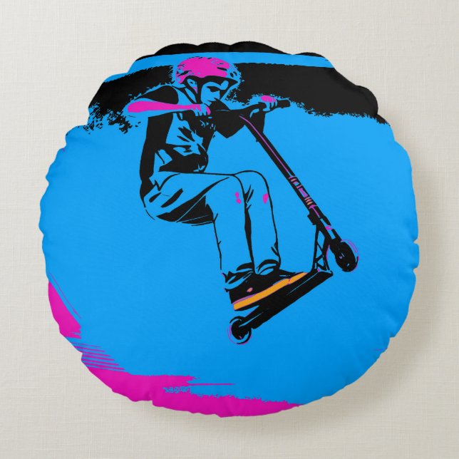 Big Jump - Scooter Rider Round Cushion (Front)