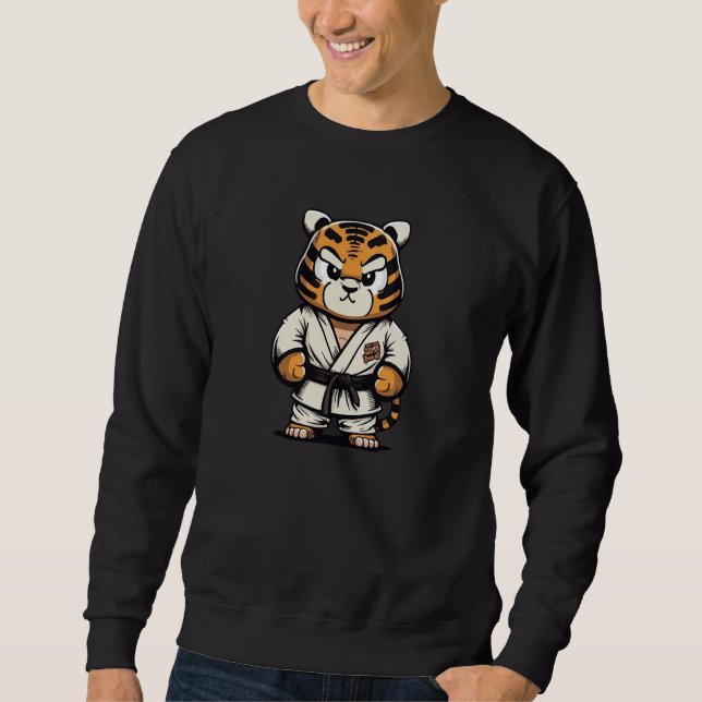 Big Karate Tiger in Keikogi Japanese Karateka Sweatshirt (Front)