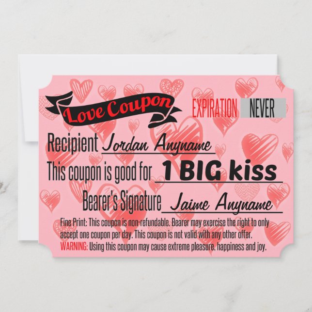 BIG KISS Love Coupon (Front)