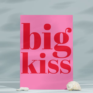 Big Kiss! Modern Bold Red - Hot Pink Typography Postcard
