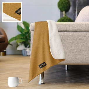 Big Knitting Stitches - Honey Yellow your initials Sherpa Blanket
