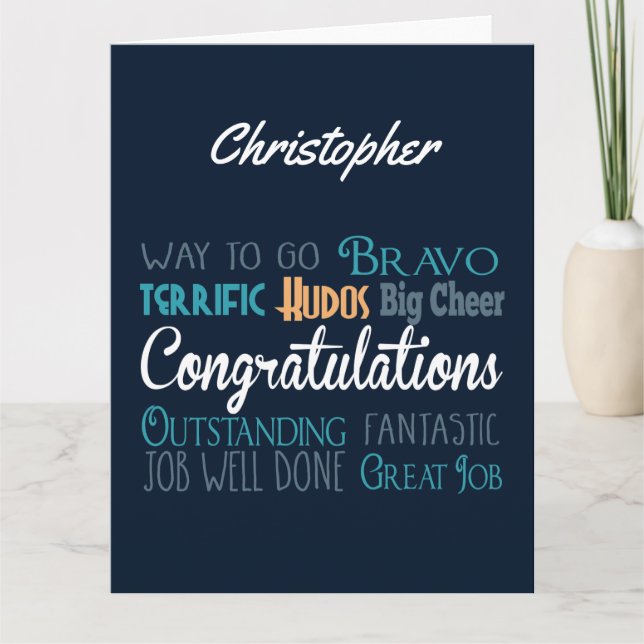 Big Large Monogram Congratulations Greeting Card (Front)