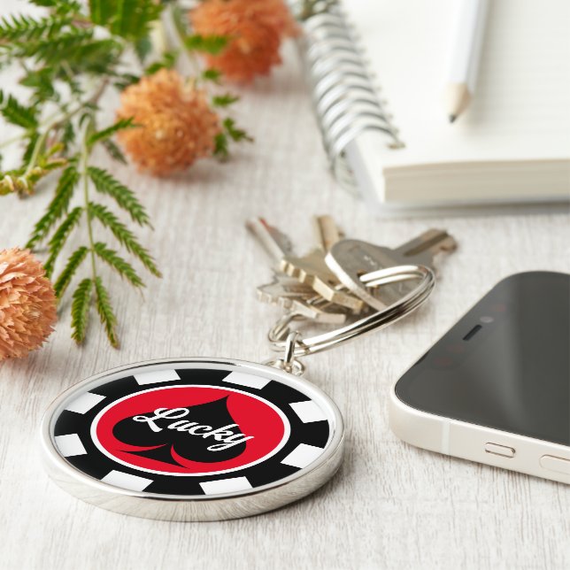 Big Las Vegas poker chip coin personalised large Key Ring (Side)