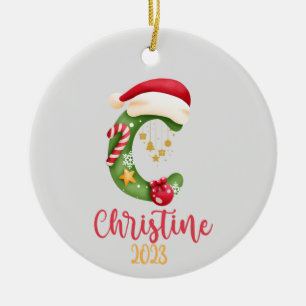 Big Letter, Name and Date Personalized Ceramic Tree Decoration
