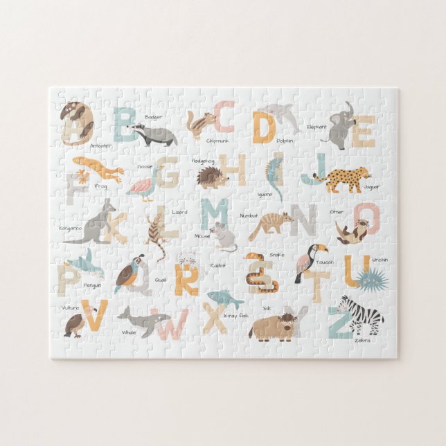Big letters animal alphabet kids jigsaw puzzle (Horizontal)