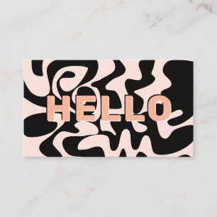 Big Letters Hello Modern Black and Pastel Pink Business Card