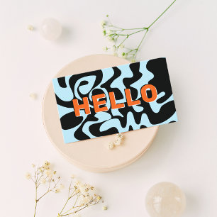 Big Letters Hello Modern Black Pale Blue Orange Business Card