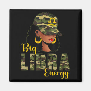 Big Libra Energy Camouflage Black Woman Cap Zodiac Magnet