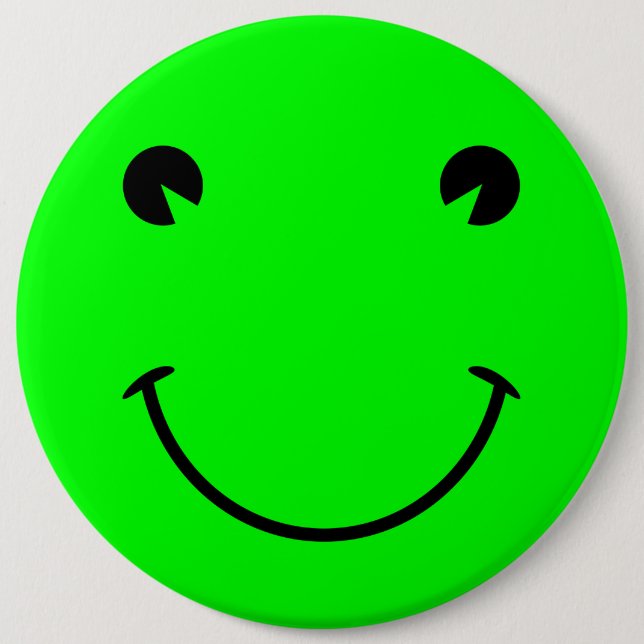 Big Lime Green Frog Smile 6 Cm Round Badge (Front)