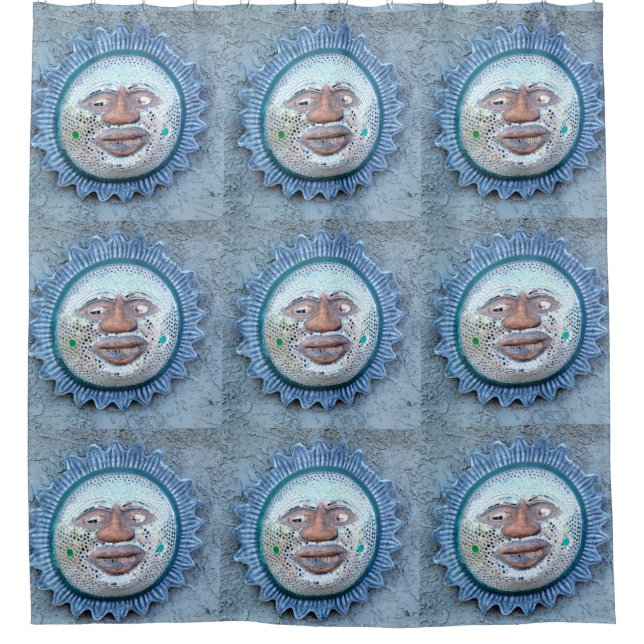 big-lipped sunfaces blue shower curtain (Front)