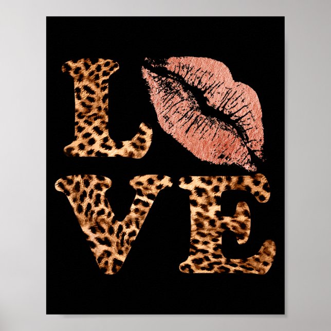 Big Lips Love Leopard Print Letters Pink Lips Vale (Front)