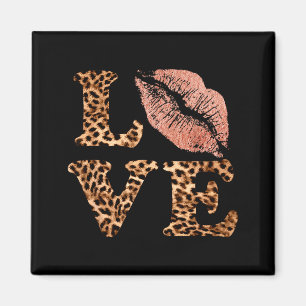 Big Lips Love Leopard Print Letters Pink Lips Vale Magnet