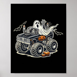 Big Little Boys Halloween Shirt Ghost Skeleton Kid Poster