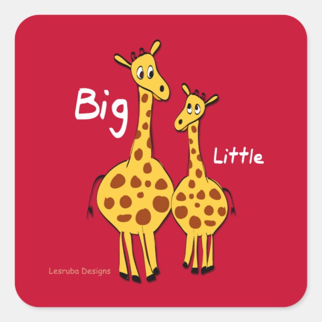 Big Little Giraffe Square Sticker (Front)