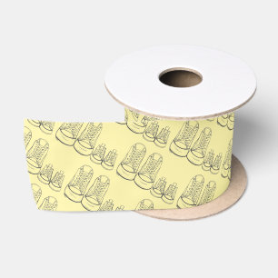 Big Little Shoes New Baby Shower Sneaker Yellow Satin Ribbon