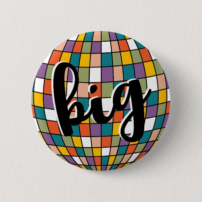 Big Little Sorority Retro Disco Ball Button (Front)