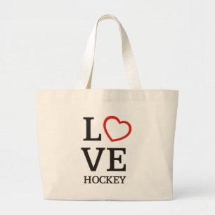 Big LOVE Hockey Large Tote Bag