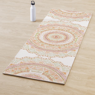 BIG LOVE Rose Gold Watercolor Boho Mandala Yoga Mat
