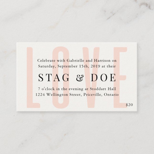Big Love Stag and Doe Ticket // Blush (Front)