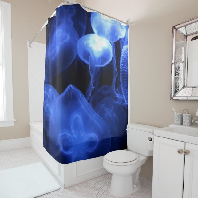 Big Luminous Jellyfish Shower Curtain (In Situ)