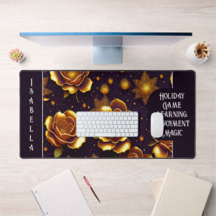 Big Luxury Gold Rose Modern Collection Desk Mat