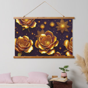 Big Luxury Gold Rose Modern Collection Hanging Tapestry