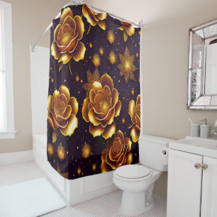 Big Luxury Gold Rose Modern Collection Shower Curtain