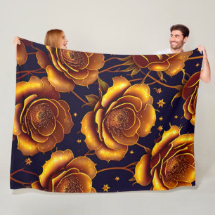 Big Luxury Gold Trendy Rose Collection Fleece Blanket