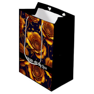 Big Luxury Gold Trendy Rose Collection Medium Gift Bag