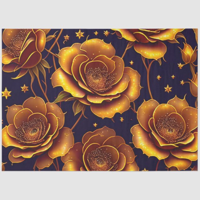 Big Luxury Gold Trendy Rose Collection Tissue Paper (Front)