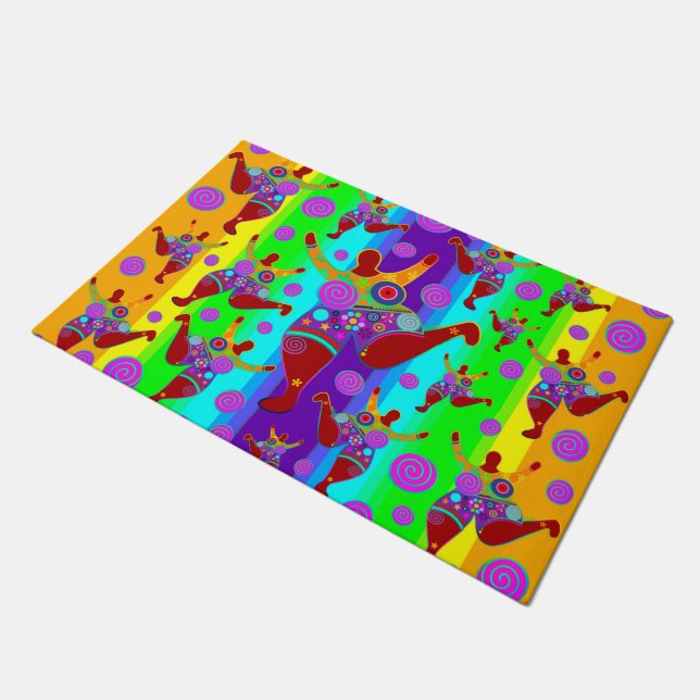 BIG MAMA colourful pattern + your ideas Doormat (Angled)