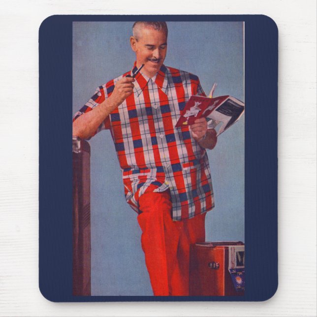 big man in red and plaid mouse pad (Front)