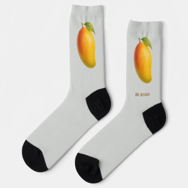 Big Mango, Sweet Fruit and Name on Gray Socks (Left)