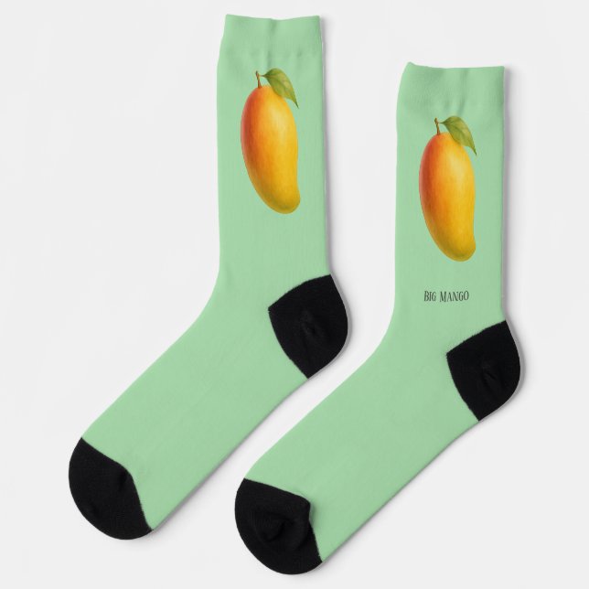 Big Mango, Sweet Fruit and Name on Green Socks (Left)