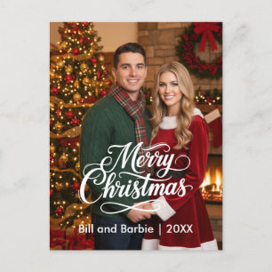 Big Merry Christmas Couples Photo Front Holiday Postcard