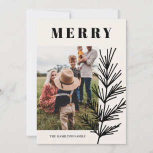 Big Merry & Leaves Holiday Card