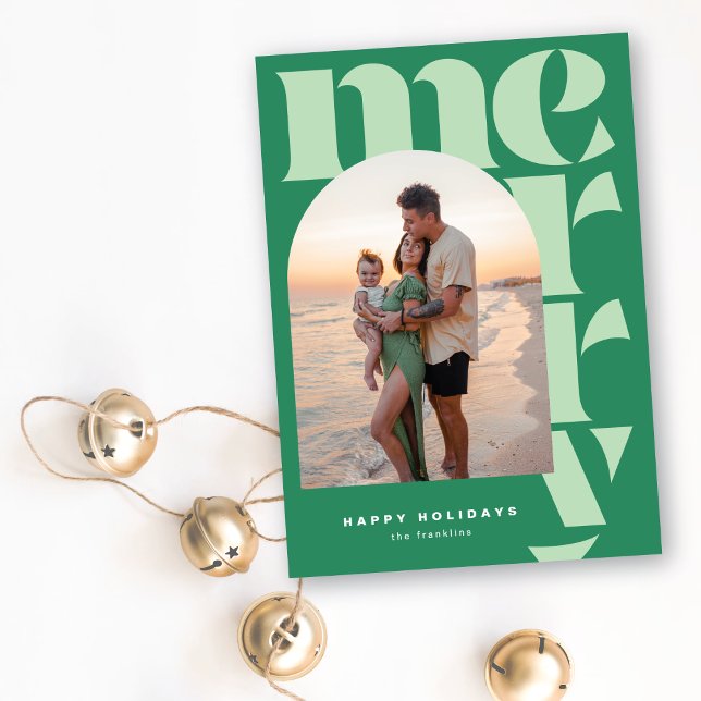 Big Merry Modern Arch Photo Holiday Card (Creator Uploaded)