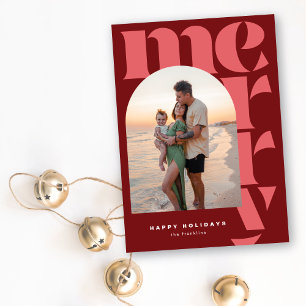 Big Merry Modern Arch Photo Holiday Card