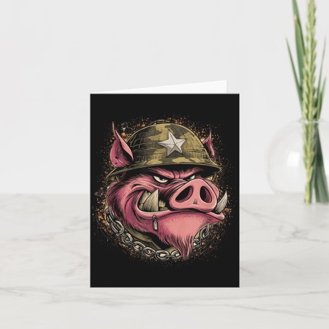 Big Military Wild Hog Face Costume Card (Front)