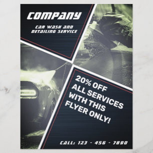 Big modern geometric car wash and detail flyer