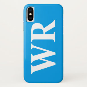 Big Monogram Letters Sky Blue and White Bold Style iPhone X Case